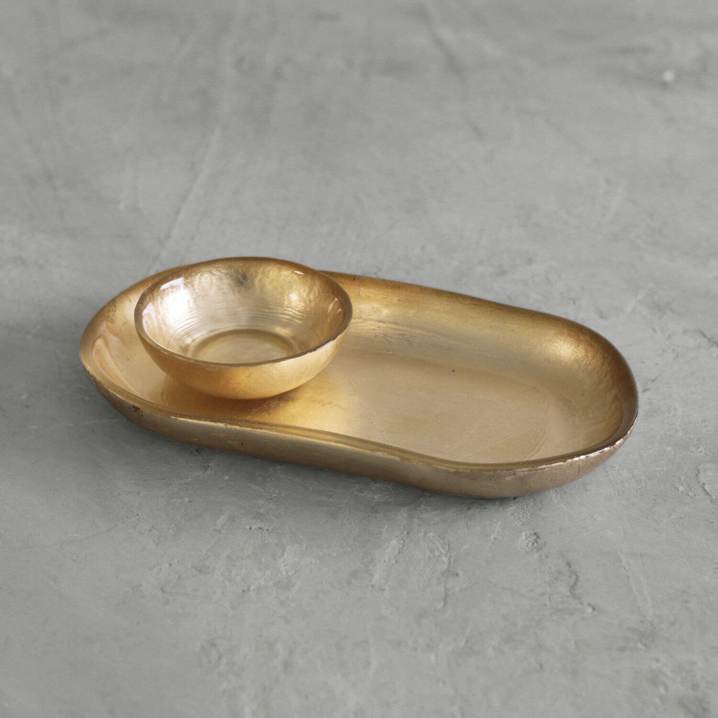 Beatriz Ball Small Oval Foil Platter w/ Mini Bowl